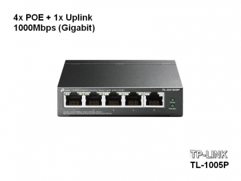 TP-Link TL-SG1005P POE Switch, 4x POE + 1x Uplink 1000Mbps (Gigabit), 65 Watt Gesamtleistung